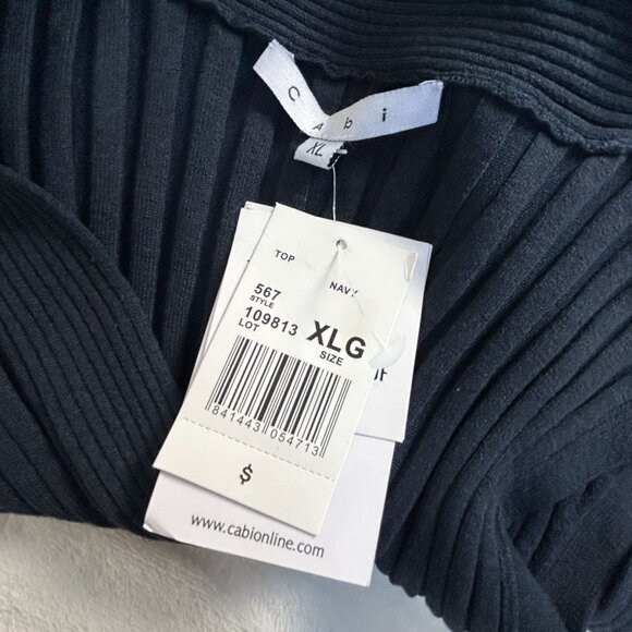 Cabi Womens Navy Ribbed Knit Silk Blend Sleeveless Sweater Vest XL Pullover New - Picture 3 of 9